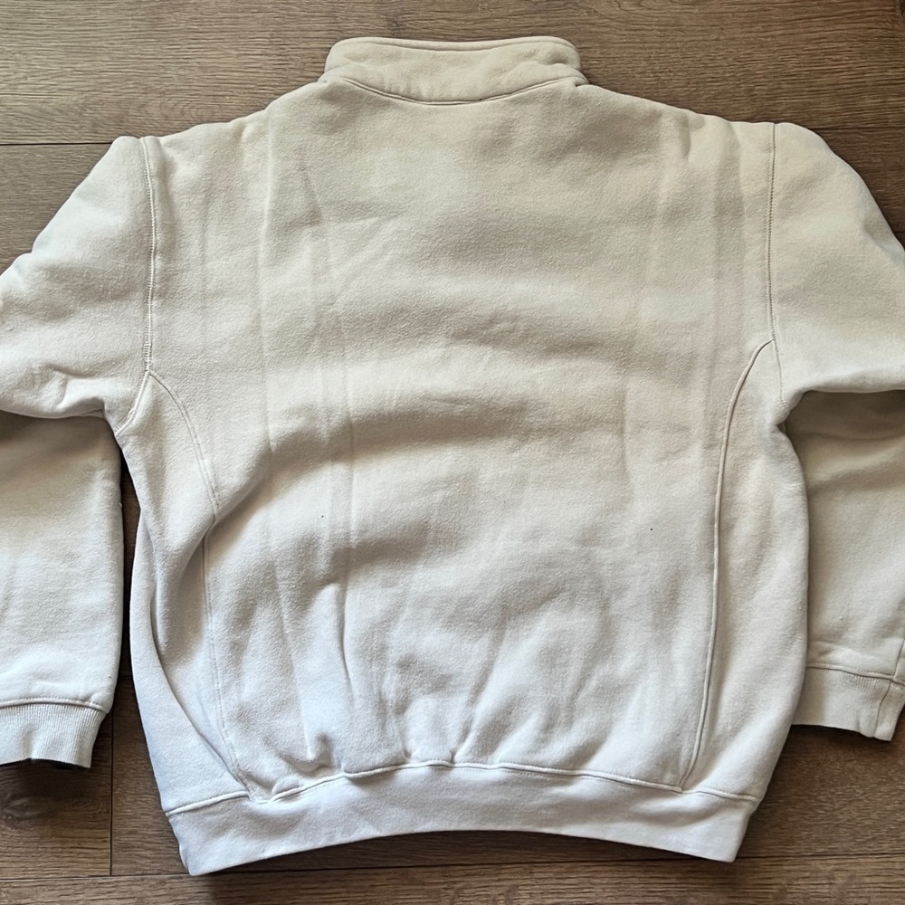 Columbia Mens 1/4 zip pull over fleece inside beige cotton blend size M - Picture 4 of 7